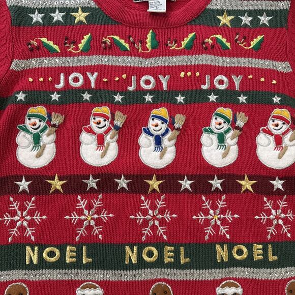 Vintage All Points By Reference Point Ugly Christmas Sweater Joy Noel Women's L - Picture 12 of 15